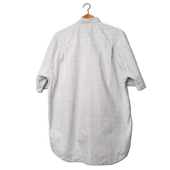 Cutter & Buck Men's Plaid Short Sleeve Oxford Shirt Button Down Cotton Blue Tan - Picture 2 of 9